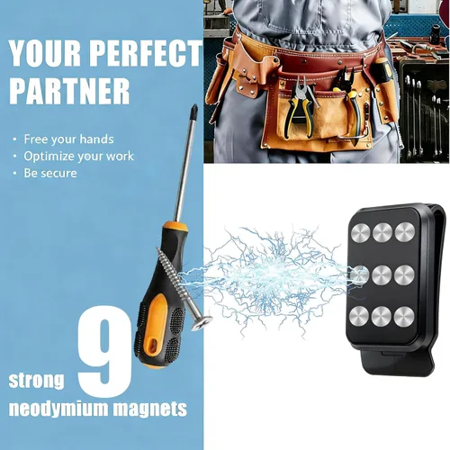 Vista 4 de Soporte magnético para herramientas, funda de herramientas súper fuerte, clip de cinturón magnético de neodimio, funda de cuero para tornillos