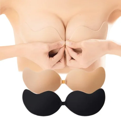 Vista 4 de Brasier Adhesivo, Brasier sin Espalda sin Tirantes Push Up, Brasieres Adhesivos Invisibles con Realce 2 Pares