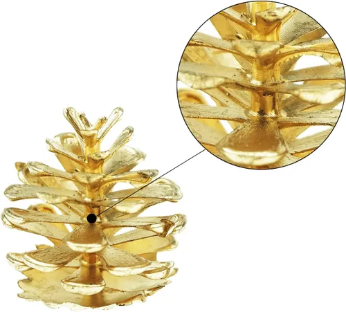 Vista 3 de SaktopDeco 30 conos de pino artificiales, pequeñas piñas doradas, adornos de piñas de Navidad a granel para manualidades, árbol de Navidad