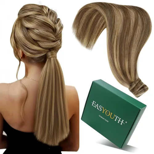 Vista 46 de Easyouth - Extensiones de cabello con alambre rubio, extensiones de cabello humano real, reflejos rubios ceniza, extensión de cabello rubio con hilo