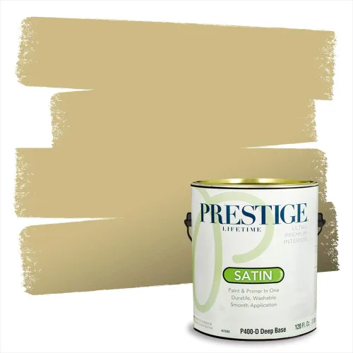 Vista 219 de PRESTIGE Pinturas de pintura exterior e imprimación en uno, 1 galón, plano, combinación comparable de Benjamin Moore* Manzanilla*