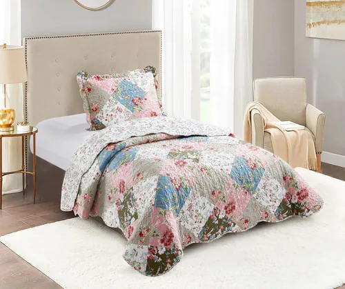 Vista 11 de Brilliant Sunshine Juego de edredón de 3 piezas con 2 fundas de almohada, colcha reversible, colcha suave y ligera, para todas las estaciones, Gris