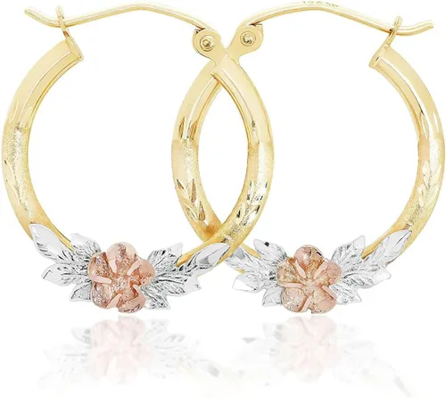 Real Yellow14k Gold Hoop Earrings for Women's Girls Mom Lightweight Hoops Solid Jewelry for Hypoallergenic & sensitive ears Round Original 14 Karat