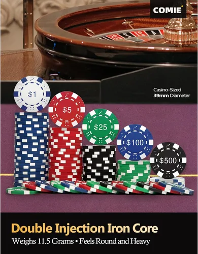 Vista 2 de Fichas de póquer con números, juego de fichas de póquer de 500 piezas con estuche de viaje de aluminio, juego de póquer de 0.41 oz