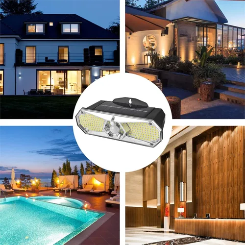 Vista 4 de Luces solares para exteriores, luces solares de jardín, luces de patio, luz LED de pared solar impermeable IP65, luces para exteriores con sensor