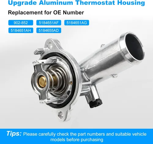 Vista 5 de Carcasa de aluminio para termostato de refrigerante de motor compatible con Dodge Durango 2011-2015 Jeep Grand Cherokee 2011-2020 Jeep Wrangler