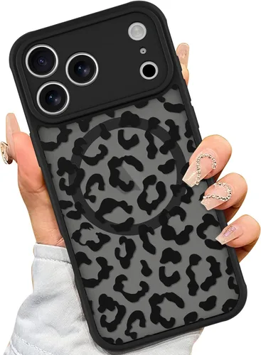 Vista 20 de AIGOMARA - Funda para iPhone 11 [Compatible con MagSafe] Diseño de patrón de leopardo negro para mujeres, niñas y hombres, suave, parachoques