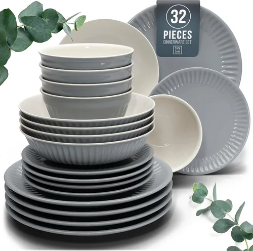 Vista 9 de Juego de vajilla de gres para 4 personas 12 piezas – Juego de platos y cuencos negros mate – Apto para lavavajillas, microondas y resistente a