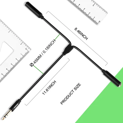 Vista 20 de HOSONGIN Cable divisor estéreo de 1/4 pulgadas (paquete de 2), adaptador TRS macho de 1/4 pulgadas a doble TRS hembra Y, chapado en oro, cable