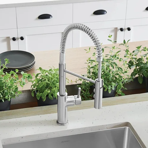 Vista 6 de Blanco 401918 CATRIS Semi-Pro - Grifo de cocina, PVD inoxidable, 1.5 GPM PVD Acero Inoxidable