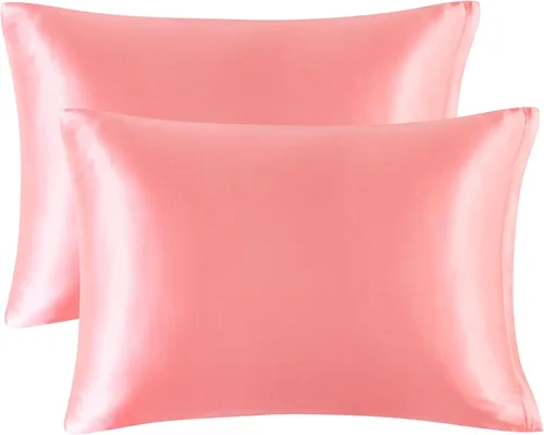 Vista 13 de PiccoCasa Fundas de almohada de satén de 85 GSM para cabello y piel, funda de almohada sedosa de lujo con cierre de cremallera, fundas de almohada