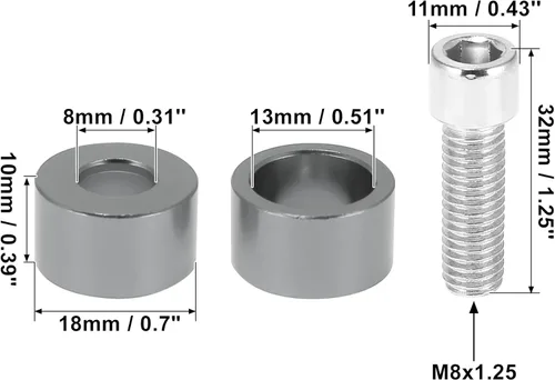 Vista 3 de X AUTOHAUX 9 piezas M8x1.25 Colector de escape Colector Arandelas Pernos Motor Racing Cabeza de escape Tornillos de Copa Tono Titanio para Honda