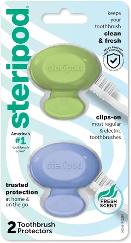 Vista 11 de Steripod Protector de cepillo de dientes con clip, verde/plateado, 2
