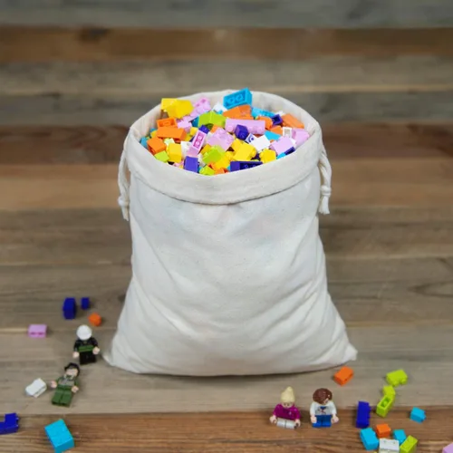Vista 2 de TOPDesign Paquete de 10 bolsas reutilizables de 10 x 12 pulgadas, bolsas de muselina con cordones para compras y almacenamiento, bolsas de algodón