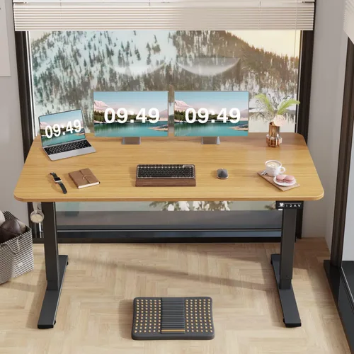 Vista 41 de Furmax Escritorio eléctrico de altura ajustable grande de 55 x 24 pulgadas, escritorio de pie para oficina en casa, escritorio de computadora