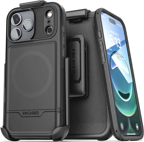 Vista 11 de ENCASED Funda para cinturón con clip para iPhone 11 (2019 Rebel Armor) Funda protectora resistente de cuerpo completo con soporte (Negro)