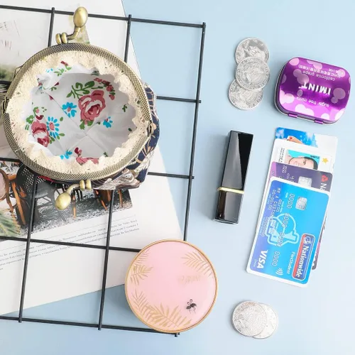 Vista 5 de Oyachic Monedero de carpa para cambiar, a granel, para mujer, billetera pequeña de la suerte, bolso de mano vintage para mujer