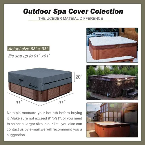 Vista 56 de UCEDER Cubierta redonda para bañera de hidromasaje, impermeable al aire libre (83 x 20 pulgadas), protector de poliéster 600D resistente para bañera