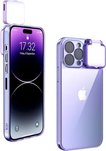 Vista 9 de Funda magnética con luz LED para selfie para iPhone 13 Pro Max, recargable, portátil, anillo de luz para selfie, maquillaje, Tiktok, transmisión