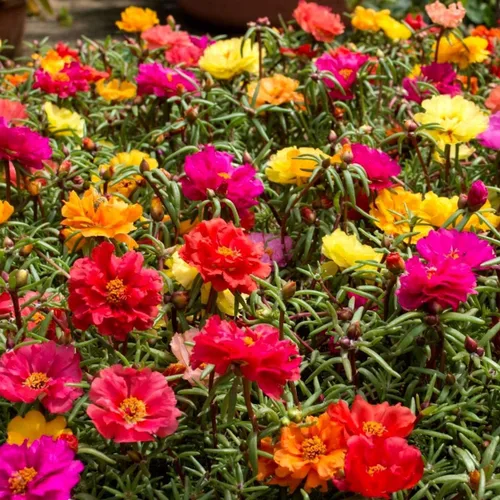 Vista 5 de Portulaca Grandiflora Seed Mix Garden Verdolaga Doble Flor Musgo Rosa Alrededor de 500 Semillas
