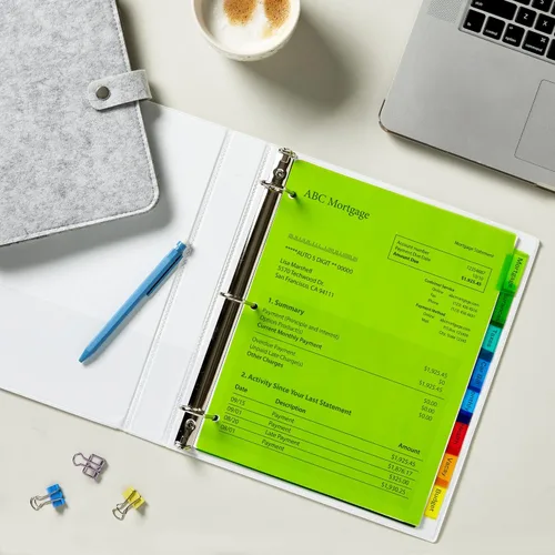 Vista 3 de Avery Separadores para carpetas de 3 anillas, separadores de carpetas de 8 pestañas, separadores de carpetas de plástico, pestañas grandes