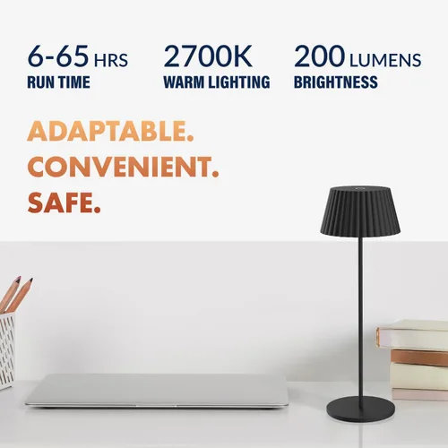 Vista 4 de Newhouse Lighting Raven, NHTL-RA-BLK, lámpara de mesa recargable inalámbrica de 2700 K regulable con USB-C NHTL-RA-BLK, lámpara de escritorio
