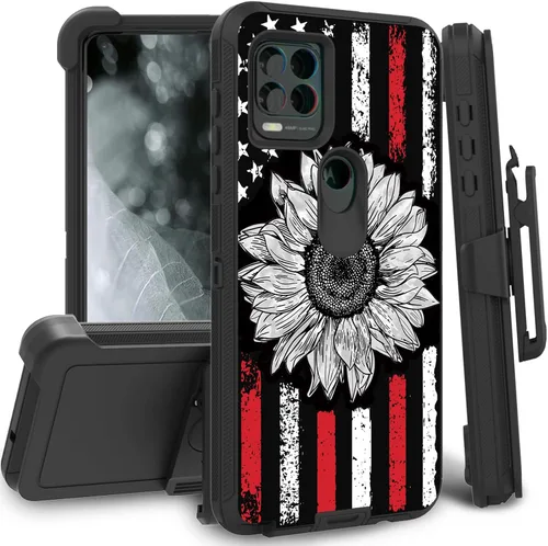 Vista 81 de Funda para Motorola Edge 2021 / Moto Edge 5G UW, protección resistente de 3 capas híbridas a prueba de golpes con funda de clip para cinturón