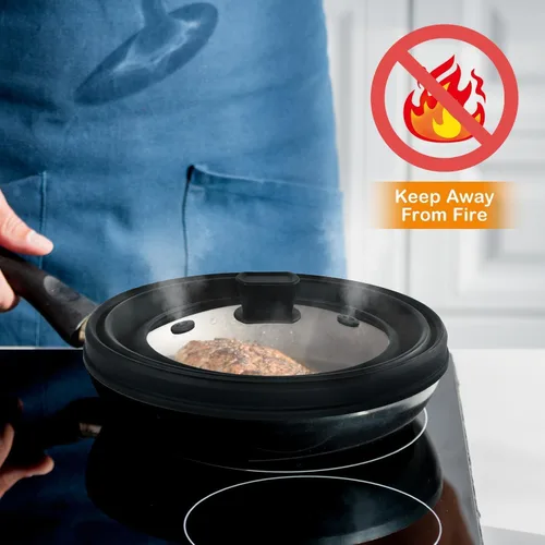 Vista 4 de Lzerking Cubierta contra salpicaduras de microondas y alfombrilla de silicona, tapa protectora de salpicaduras de vidrio de 10.8 pulgadas