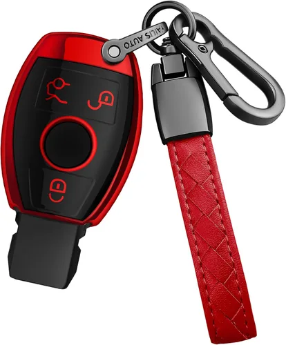 Vista 8 de Funda para llave Mercedes Benz con llavero, carcasa de protección completa de TPU suave compatible con LS CLK AMG ML C CL E S SL SLK G GLC GLE GLS M