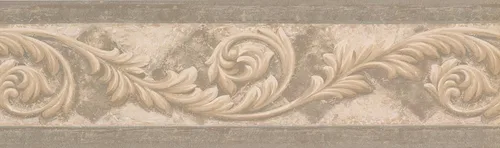 Vista 2 de Papel tapiz victoriano de damasco de vid marrón beige, diseño vintage, rollo de 15 x 7 pulgadas