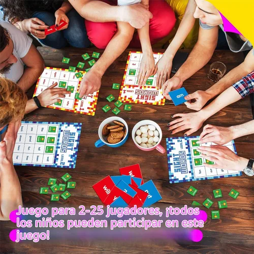 Vista 5 de Juego de Bingo de Palabras de Reconocimiento Visual, 144 Palabras de Reconocimiento Visual Aprende a Leer Nivel 1 y Nivel 2 Juego de Mesa de Bingo
