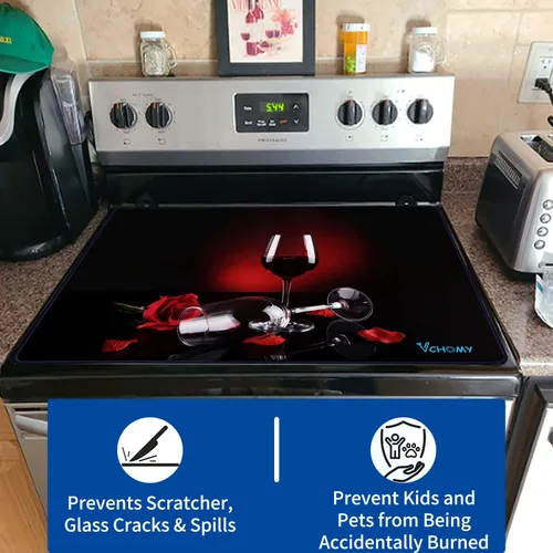 Vista 4 de Cubiertas superiores de estufa para estufa eléctrica, protector superior de vidrio de goma natural extra grueso, evita arañazos, expande el espacio