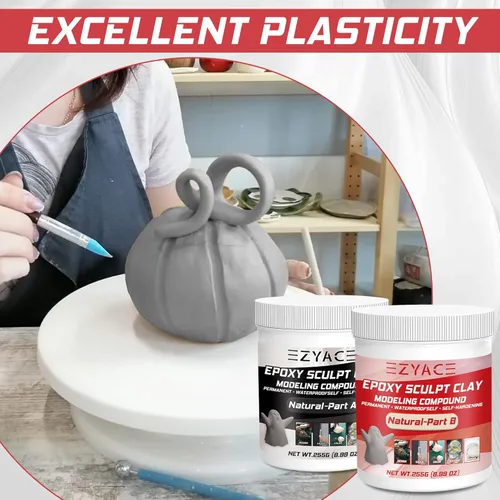 Vista 6 de Arcilla Epoxy, Arcilla Esculpida Mágica Epoxy, Compuesto de Modelado de 2 Partes (A & B) de Arcillas Esculpidas Mágicas Epoxy para Esculpir, Natural