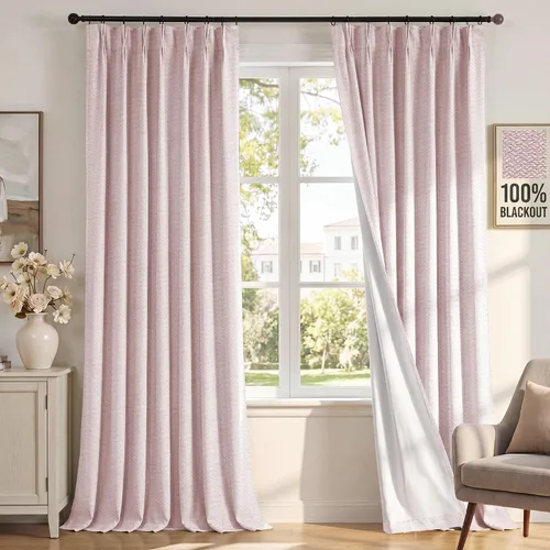Vista 21 de H.VERSAILTEX Cortinas 100% de opacidad para dormitorio, cortinas plisadas para sala de estar, cortinas opacas con aislamiento térmico entrenadas