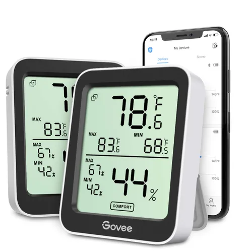 Vista 11 de Govee Higrómetro Digital Higrómetro Interior Termómetro de Habitación H5075, Medidor de Temperatura y Humedad Bluetooth con Control Remoto