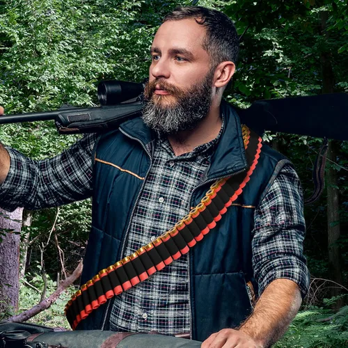 Vista 4 de 12/20 Gauge 60 Rounds Shotgun Shell Bandolier, Adjustable 12GA Shell Holder Belt with Quick Release Buckle,Shotshell Shoulder Carrier for Hunting