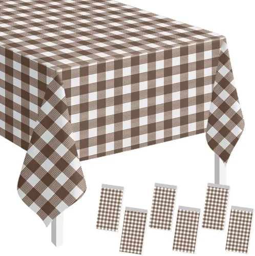 Vista 27 de SietDESEO - Paquete de 2 manteles a cuadros azul y blanco, 54 x 108 pulgadas, mantel premium desechable de plástico para picnic, diseño gingham