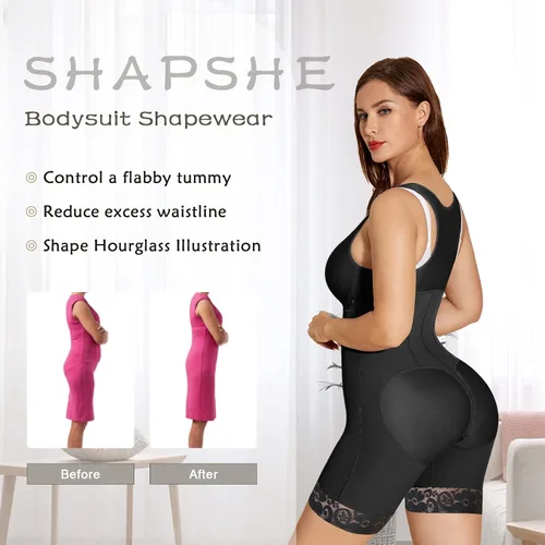 Vista 4 de SHAPSHE Fajas moldeadoras para mujer con control de abdomen, colombianas poscirugía, ropa de compresión, levantador de glúteos, moldeador corporal