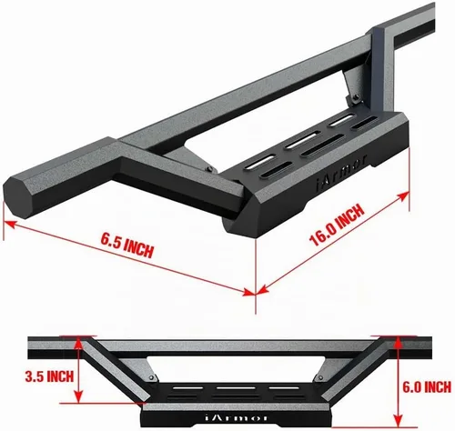 Vista 4 de APS Estribos tubulares negros de 6 pulgadas estilo desplegable, barras Nerf compatibles con Toyota Tacoma 2005-2023 doble cabina de tripulación
