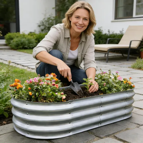 Vista 28 de GARDMAX 2x2x1FT Galvanized Round Raised Garden Bed Kit, Metal Planter Boxes Outdoor with Easy Assembly, Large Garden Bed for Vegetables, Fruits