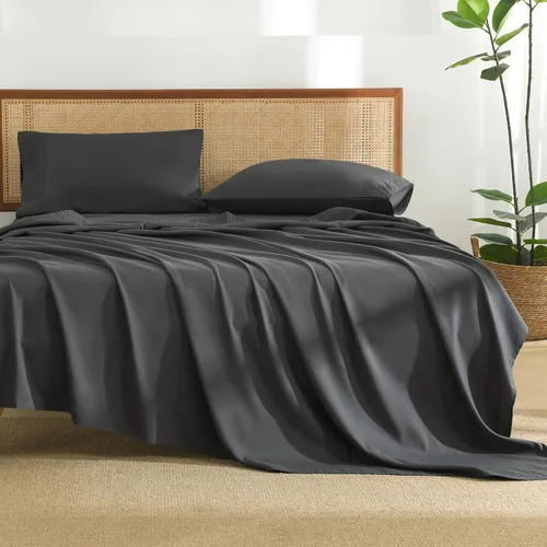 Vista 11 de Juego de sábanas Andency tamaño Queen de 4 piezas, sábanas súper suaves color Avena para cama tamaño Queen, juego de sábanas Queen de microfibra