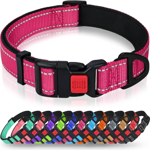 Vista 17 de Taglory Collar reflectante para perro con hebilla de bloqueo de seguridad, collares ajustables de nailon para mascotas para cachorros, hembras