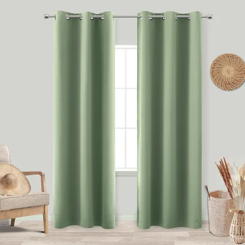Vista 212 de KOUFALL Cortinas de Baño Aqua para Ventana, Juego de 2 Paneles Decoración Costera Cortinas Cortas Opacas para Ventana Pequeña de Cocina Puerta