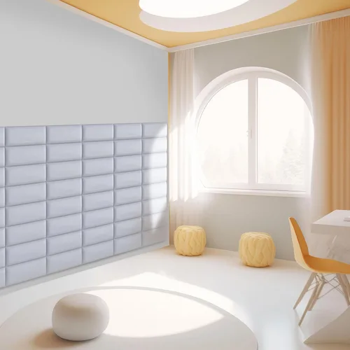 Vista 14 de Paneles tapizados para cabecero, 12 paneles de 7.8 x 15.7 pulgadas, paneles acolchados de pared para niños, cabecero de cama 3D anticolisión montado