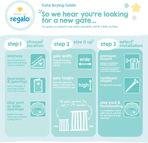 Vista 10 de Regalo Easy Step - Puerta para bebé extra alta con acceso, kit adicional, incluye kit de extensión de 4 pulgadas, kit de montaje a presión, ventosas