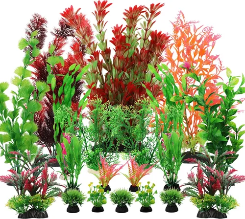 Accesorios de pecera para decoración de acuario, 20 plantas de decoración de peceras, decoración de pecera, decoración de acuario, plantas de