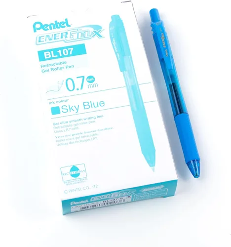 Vista 14 de Pentel EnerGel-X - Lapicera de gel líquido retráctil, punta de 0,7 mm de metal, trazo medio, 3 unidades, Azul