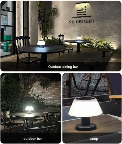 Vista 6 de Lámpara de mesa, Lámparas de noche modernas, Lámparas de escritorio con cadena de tracción, Lámparas de mesita de noche Iluminación solar al aire