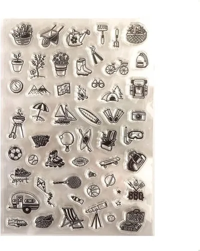 Vista 5 de NZJ Summer Little Things Collection - Gafas de dibujo de barcos y hierbas, tarjetas transparentes para carpeta de relieve, plantillas