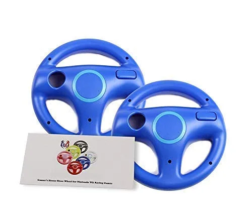 GH Mario Kart 8 Steering Wheel Compatible with Nintendo Wii (Kinopio Blue, 2 Pack), Racing Games Wheels for Wii (U) Remote Controller (6 Colors